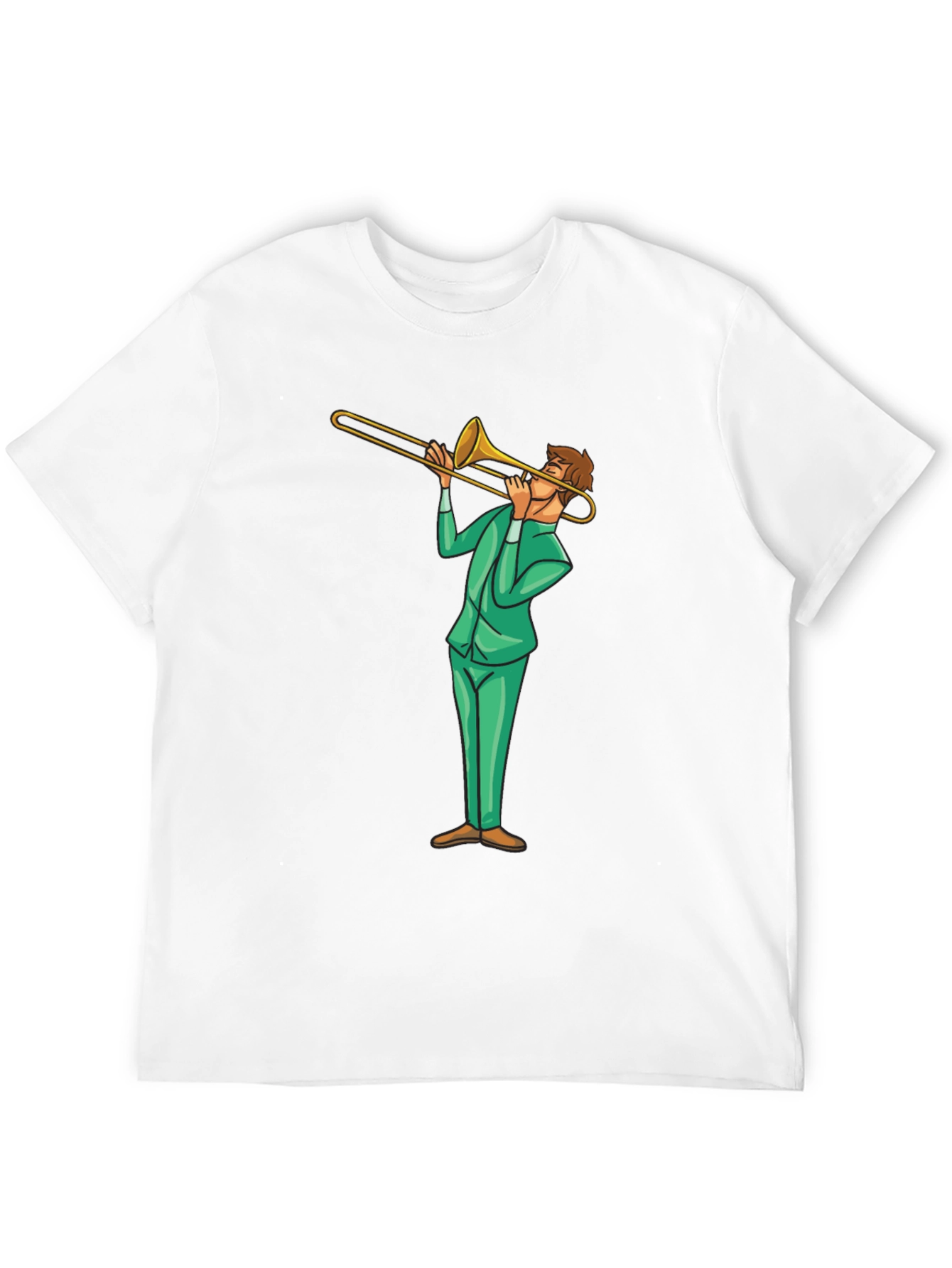 Trombone Player Graphic Tee - Black Cotton T-Shirt
