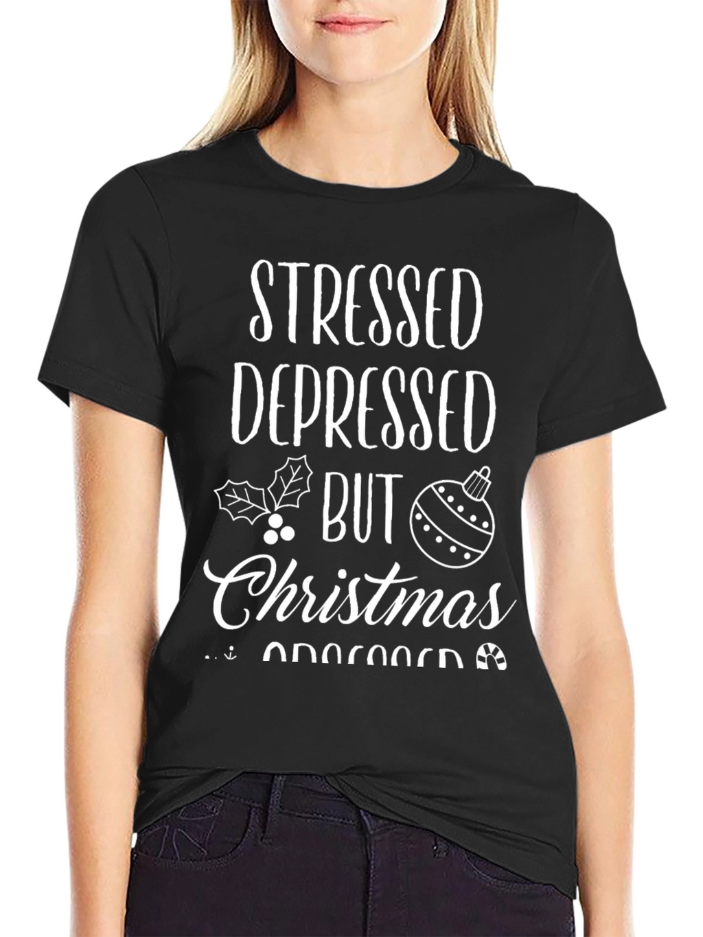 Stressed Depressed But Christmas T-Shirt