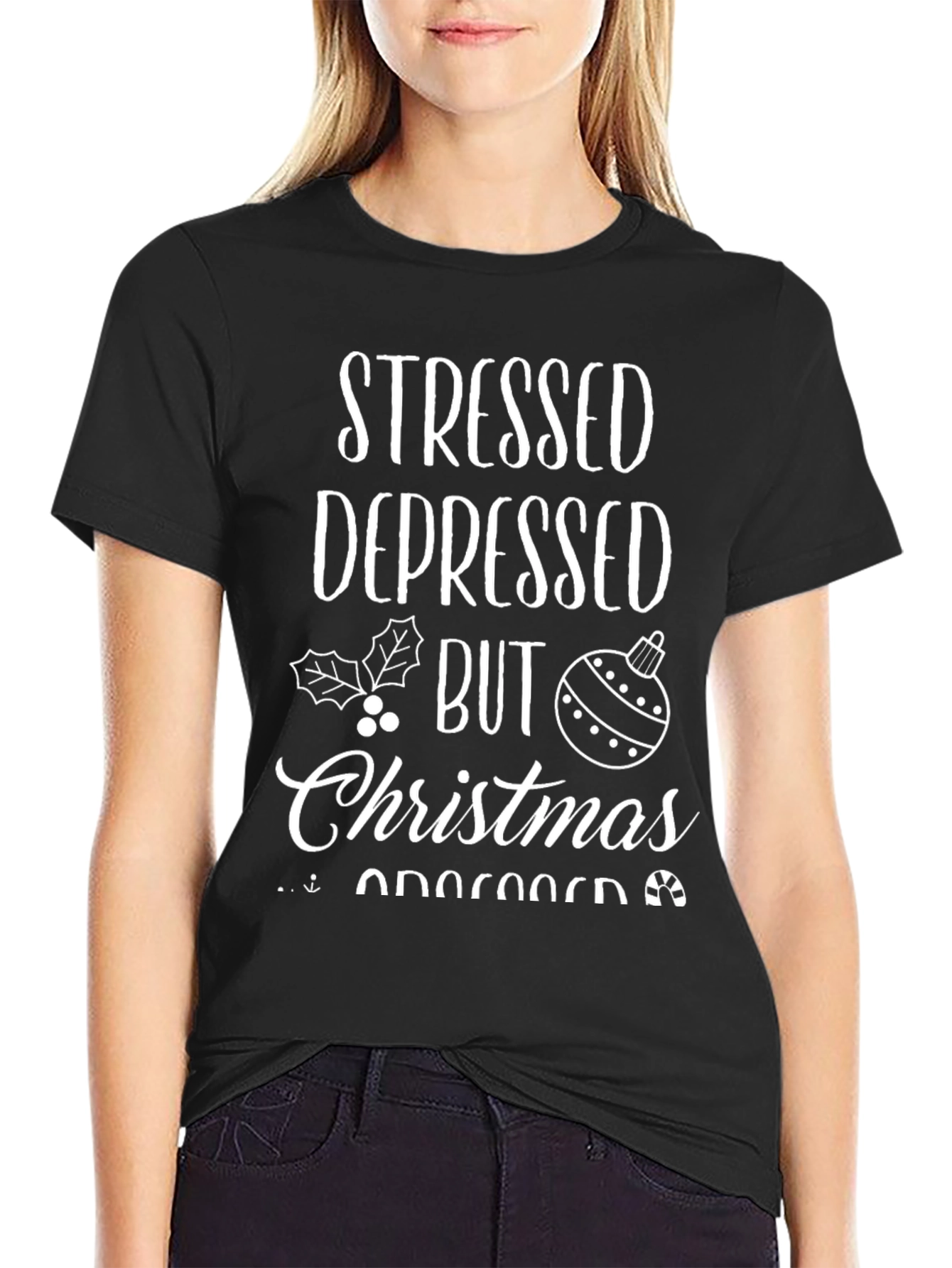 Stressed Depressed But Christmas T-Shirt