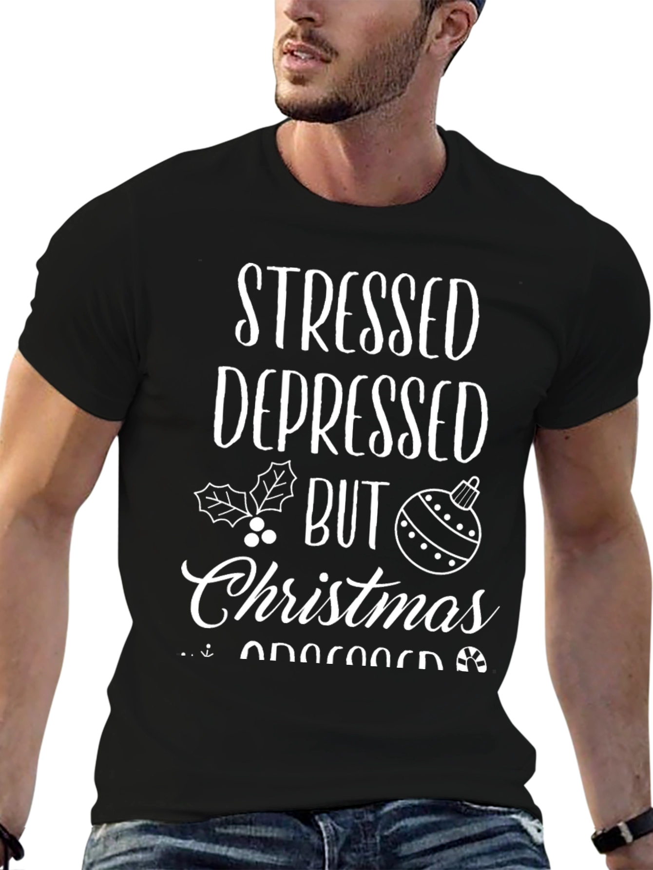 Stressed Depressed But Christmas T-Shirt