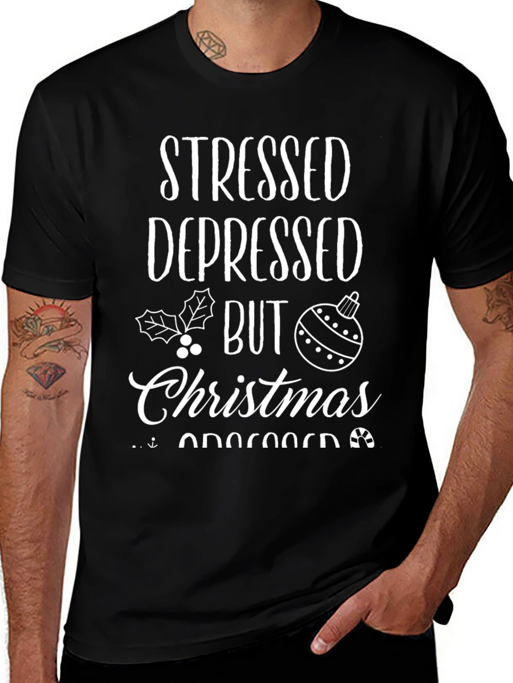 Stressed Depressed But Christmas T-Shirt