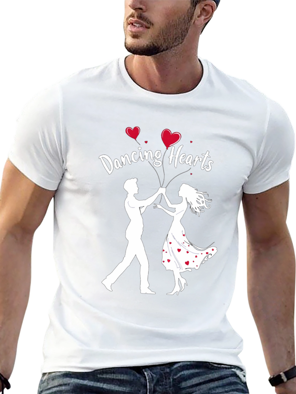 Dancing Hearts Graphic Black T-Shirt