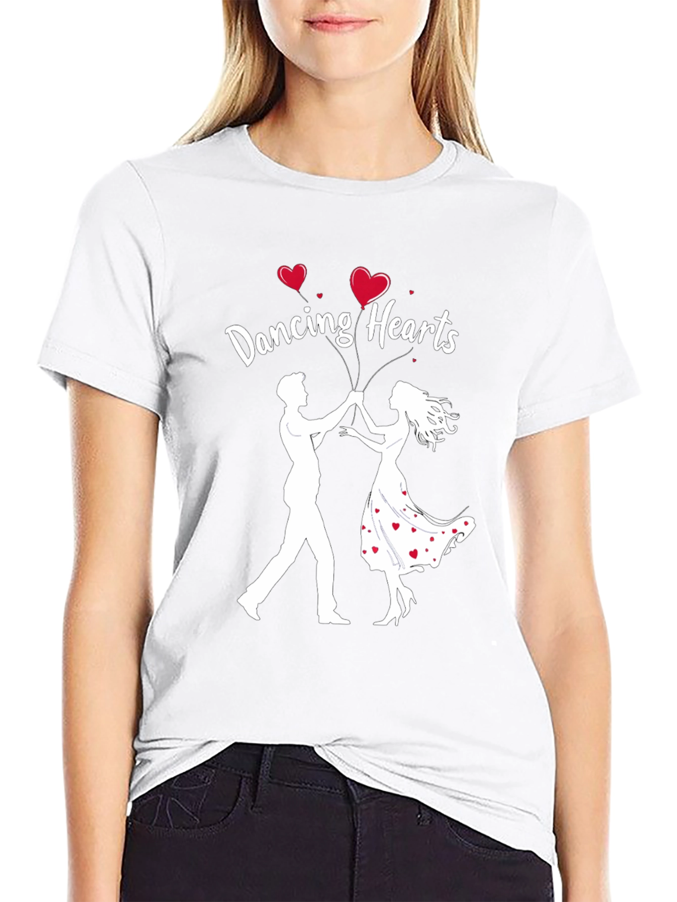 Dancing Hearts Graphic Black T-Shirt