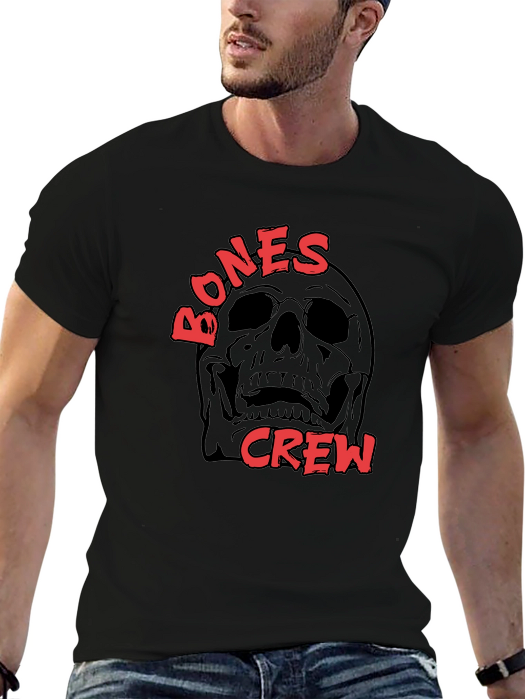 Bones Crew Skull Graphic Black T-Shirt