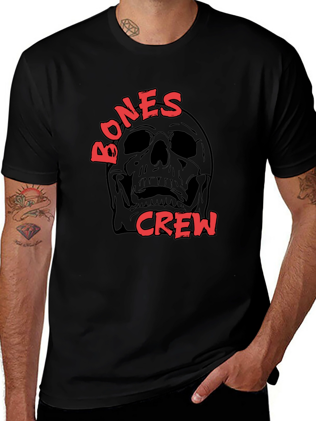 Bones Crew Skull Graphic Black T-Shirt