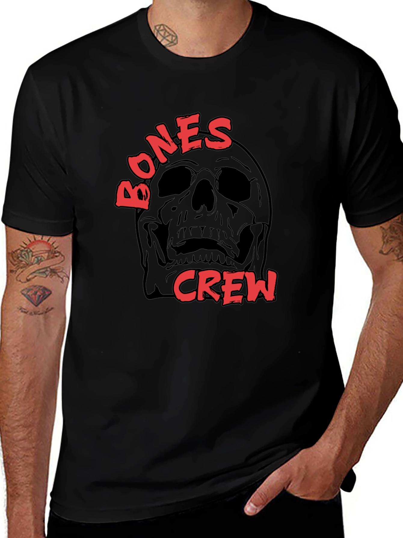 Bones Crew Skull Graphic Black T-Shirt