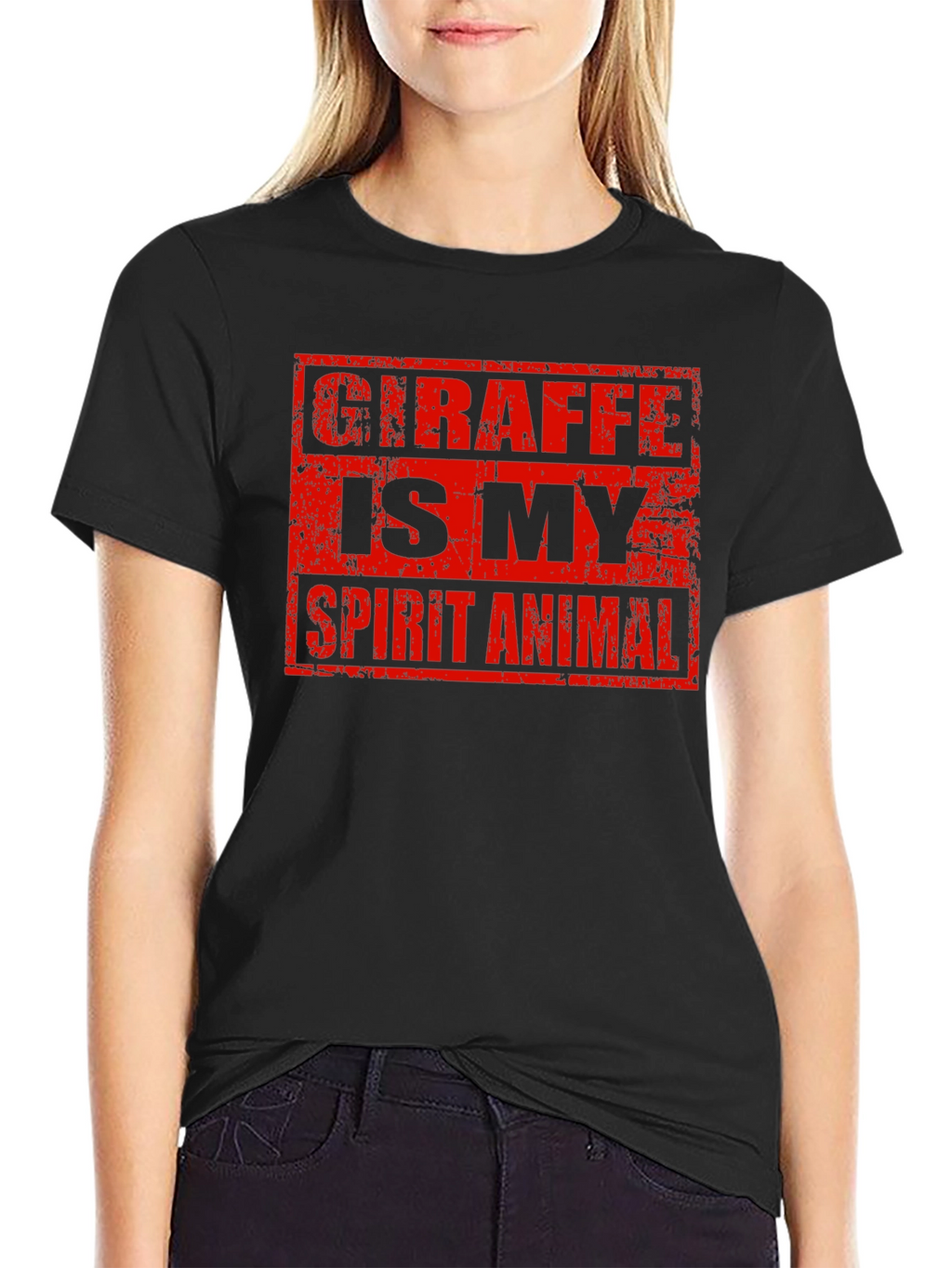 Giraffe Spirit Animal Graphic Tee - Black