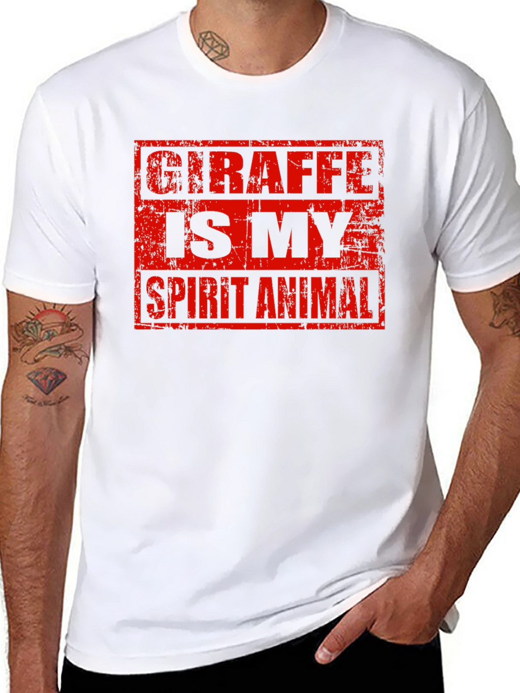 Giraffe Spirit Animal Graphic Tee - Black