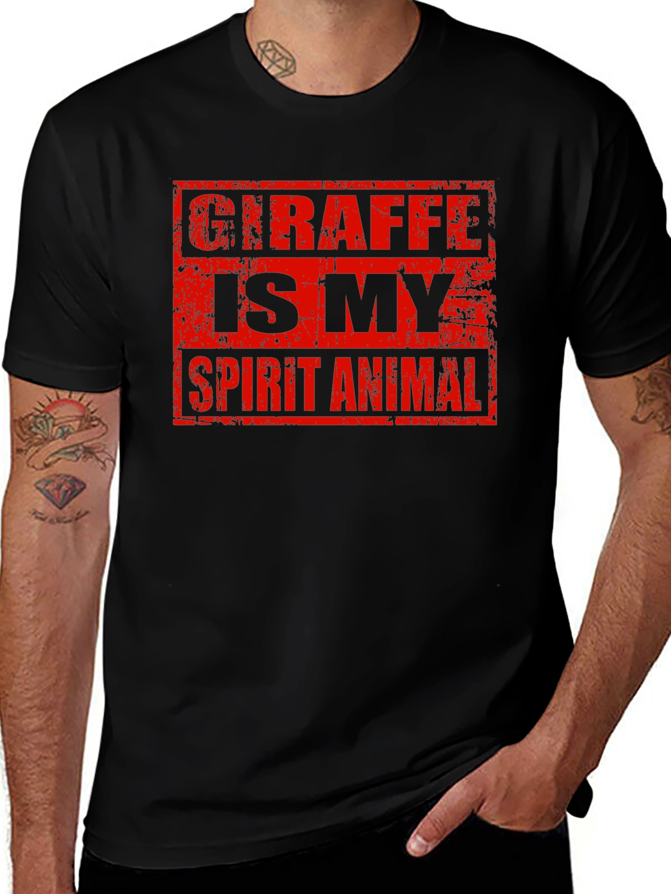 Giraffe Spirit Animal Graphic Tee - Black