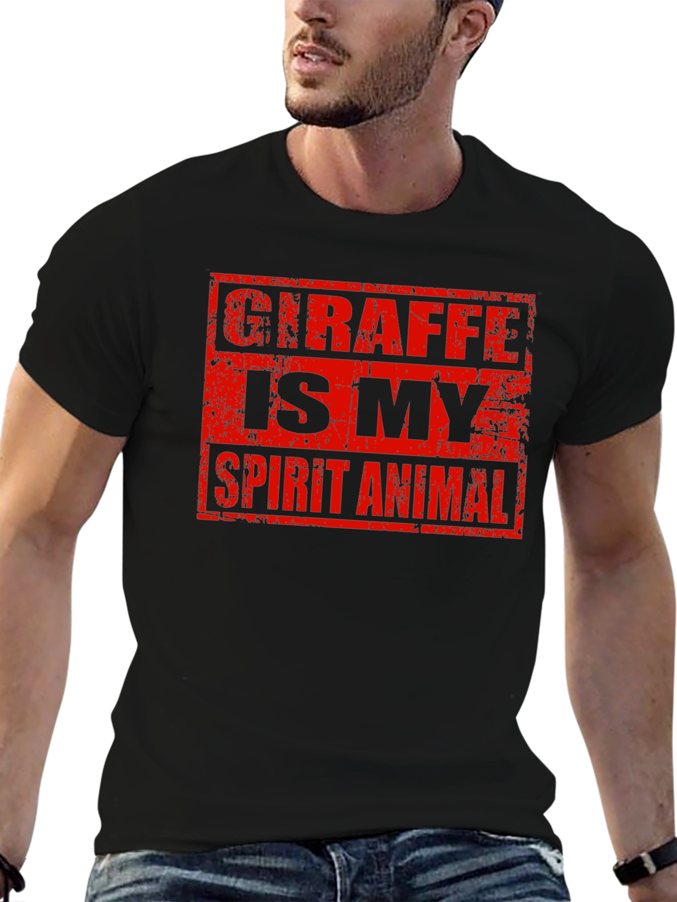 Giraffe Spirit Animal Graphic Tee - Black