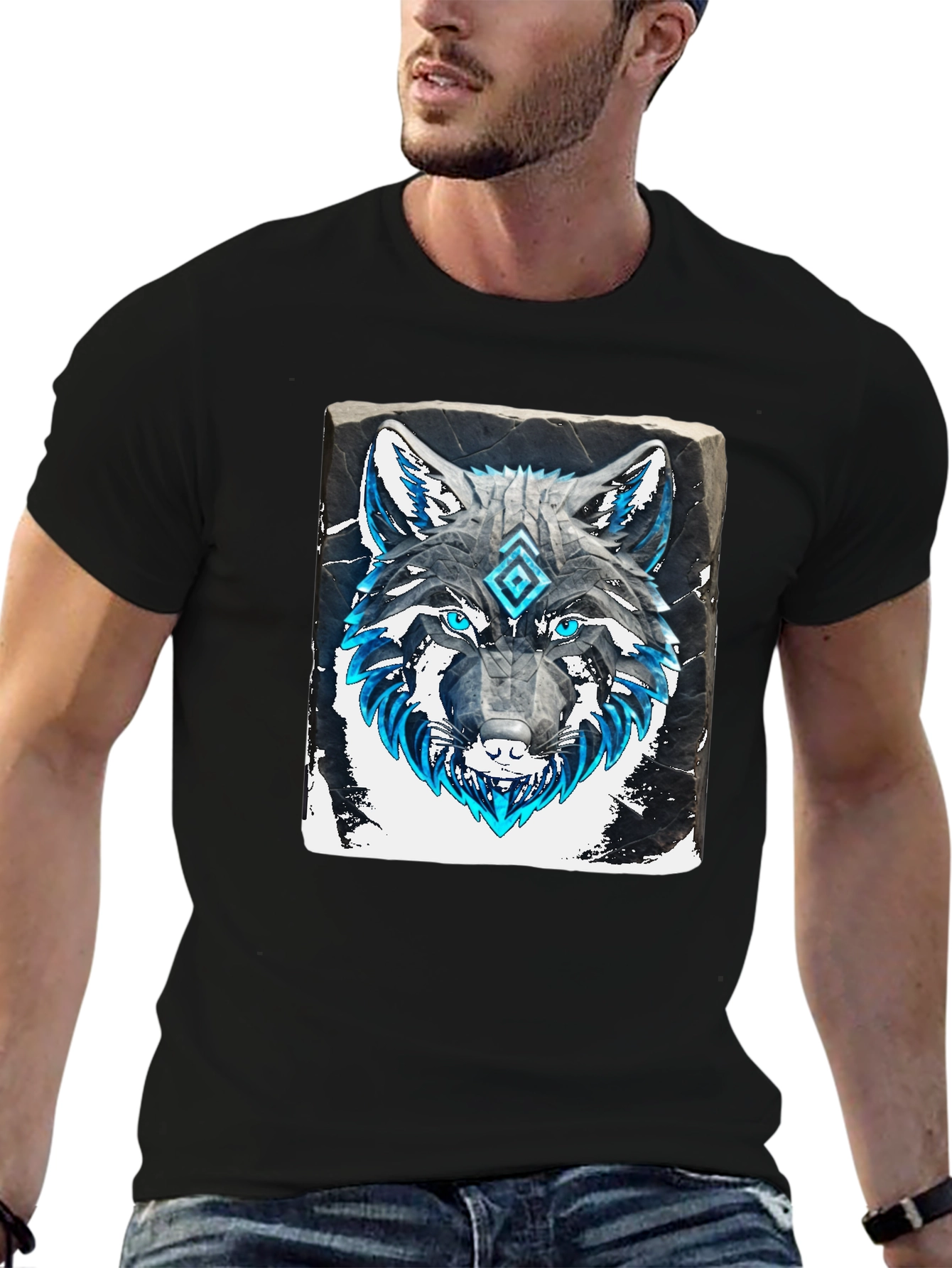 Wolf Graphic Tee - Black Cotton T-Shirt