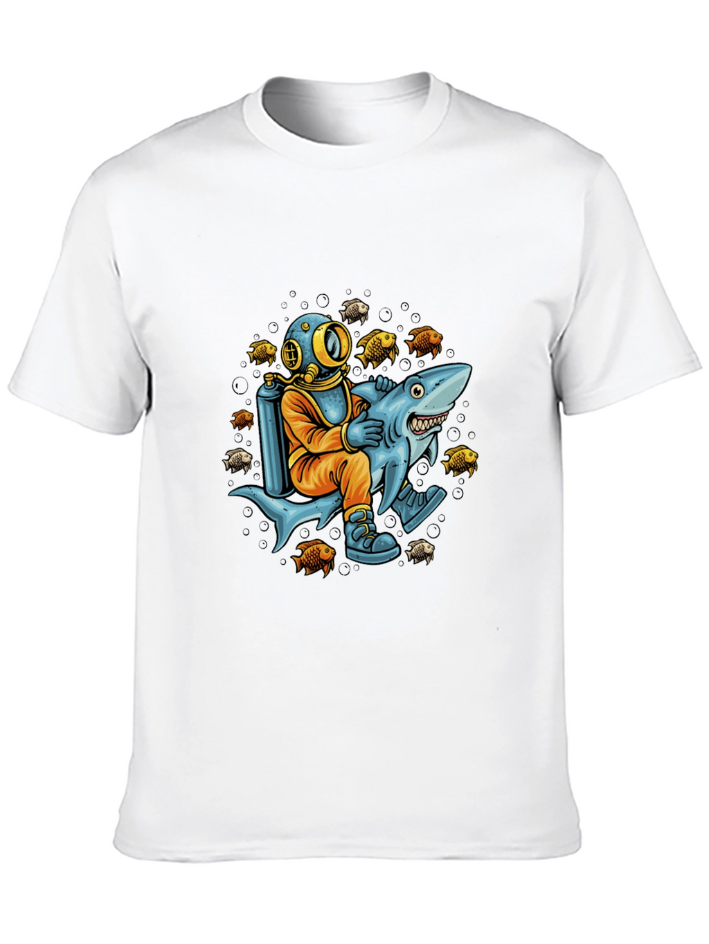 Diver Riding Shark Graphic Tee