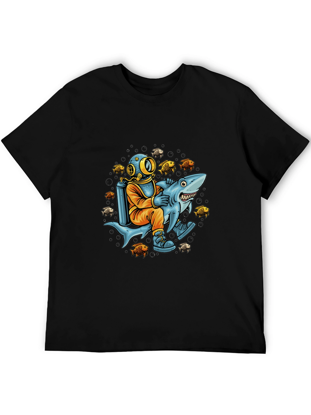 Diver Riding Shark Graphic Tee