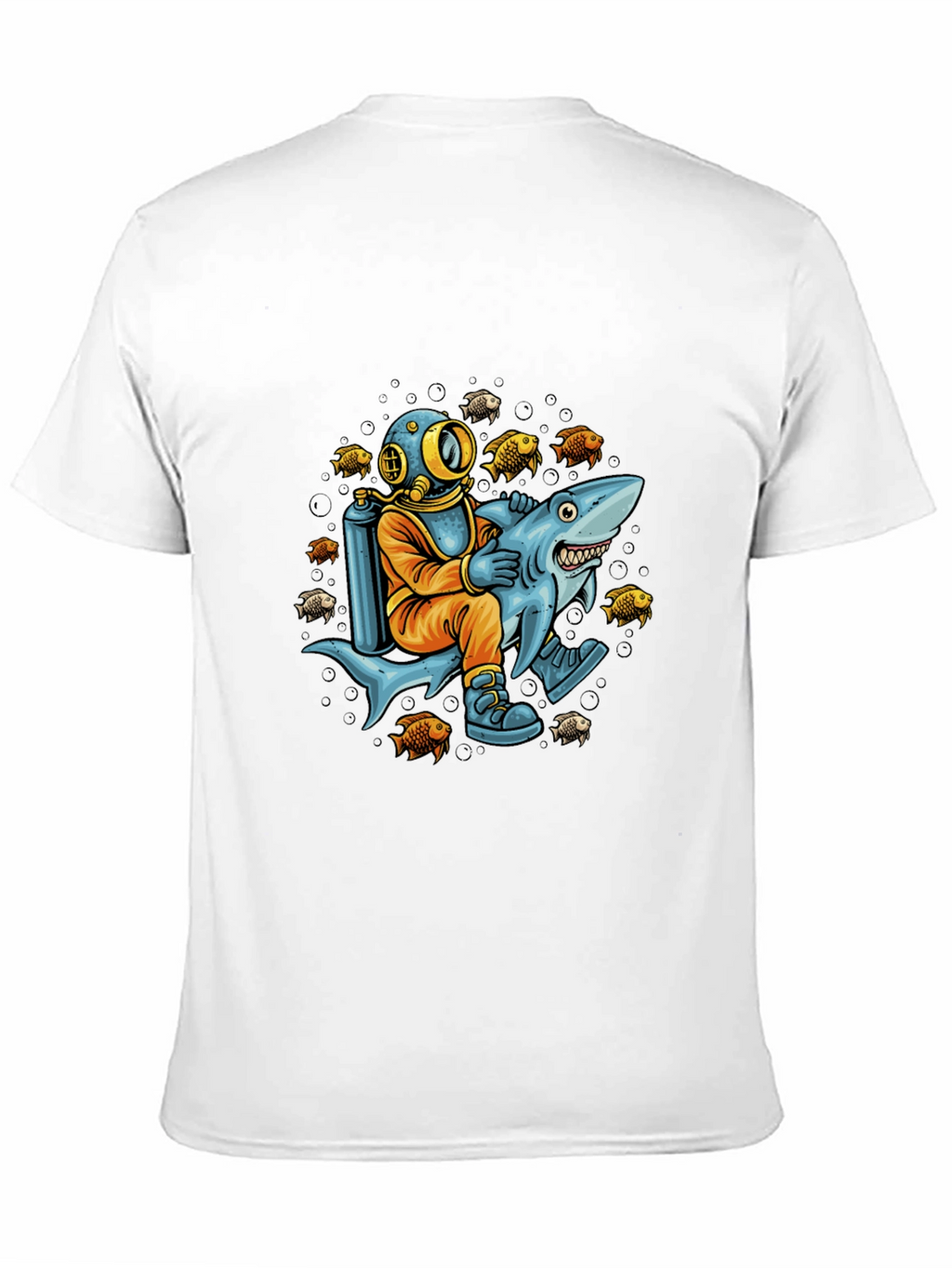 Diver Riding Shark Graphic Tee