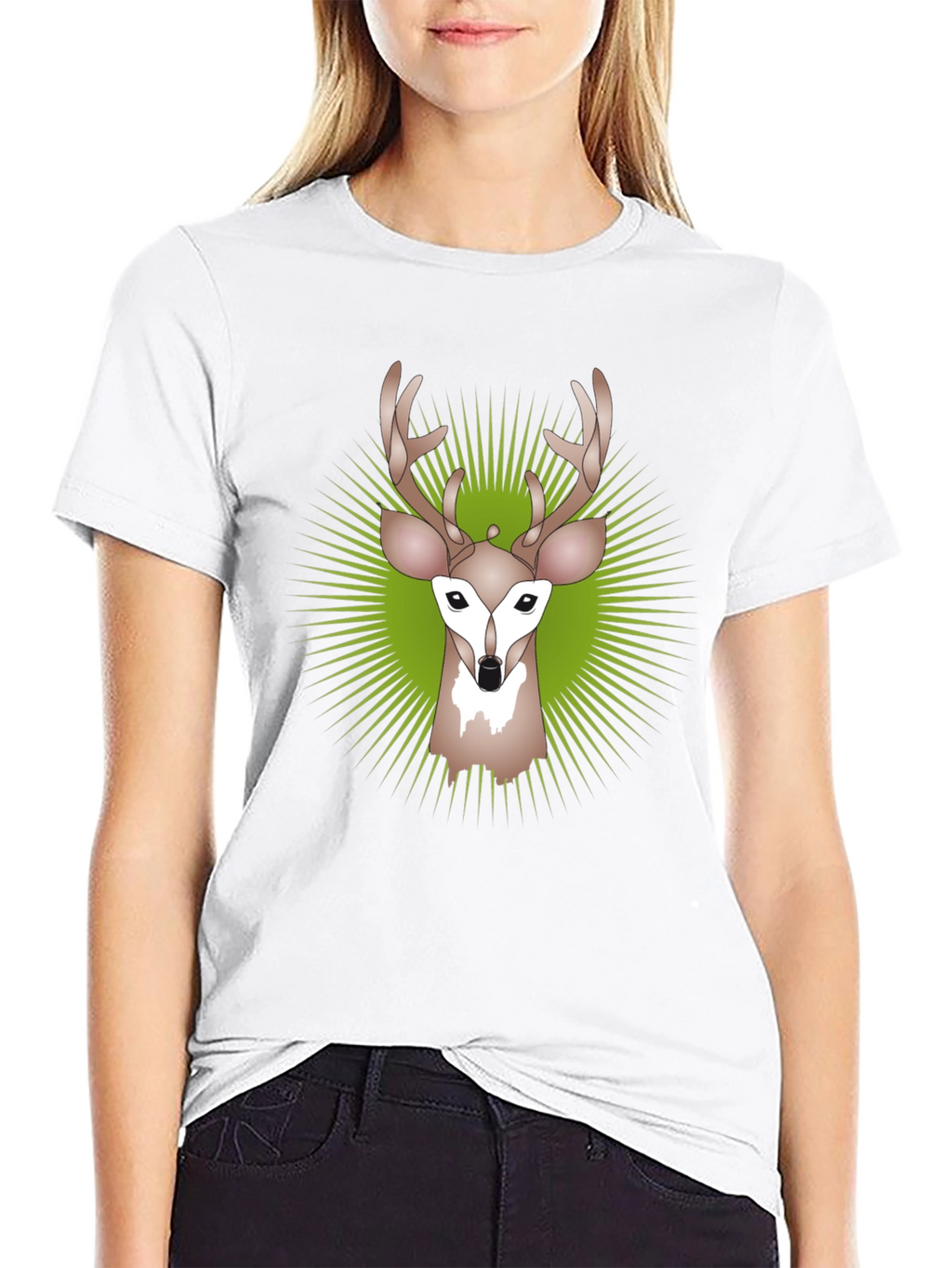 Deer Graphic Tee - Black Crew Neck T-Shirt