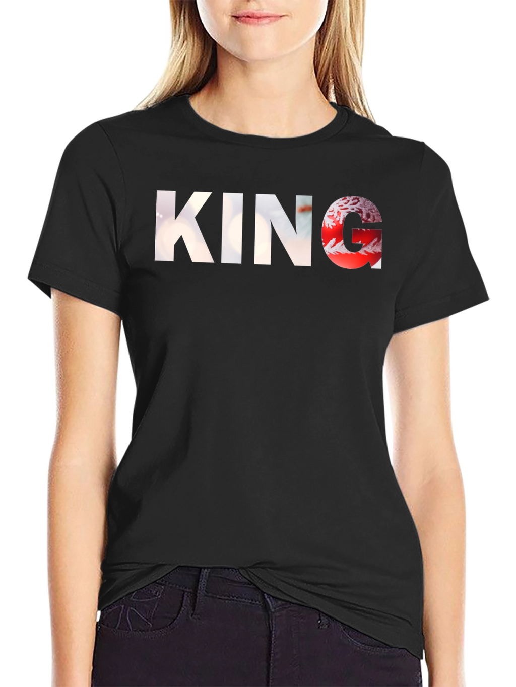 King Graphic Black T-Shirt for Men