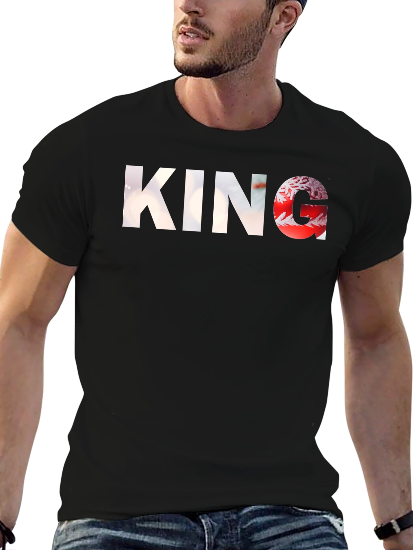 King Graphic Black T-Shirt for Men