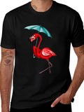 Flamingo Umbrella T-Shirt - Black