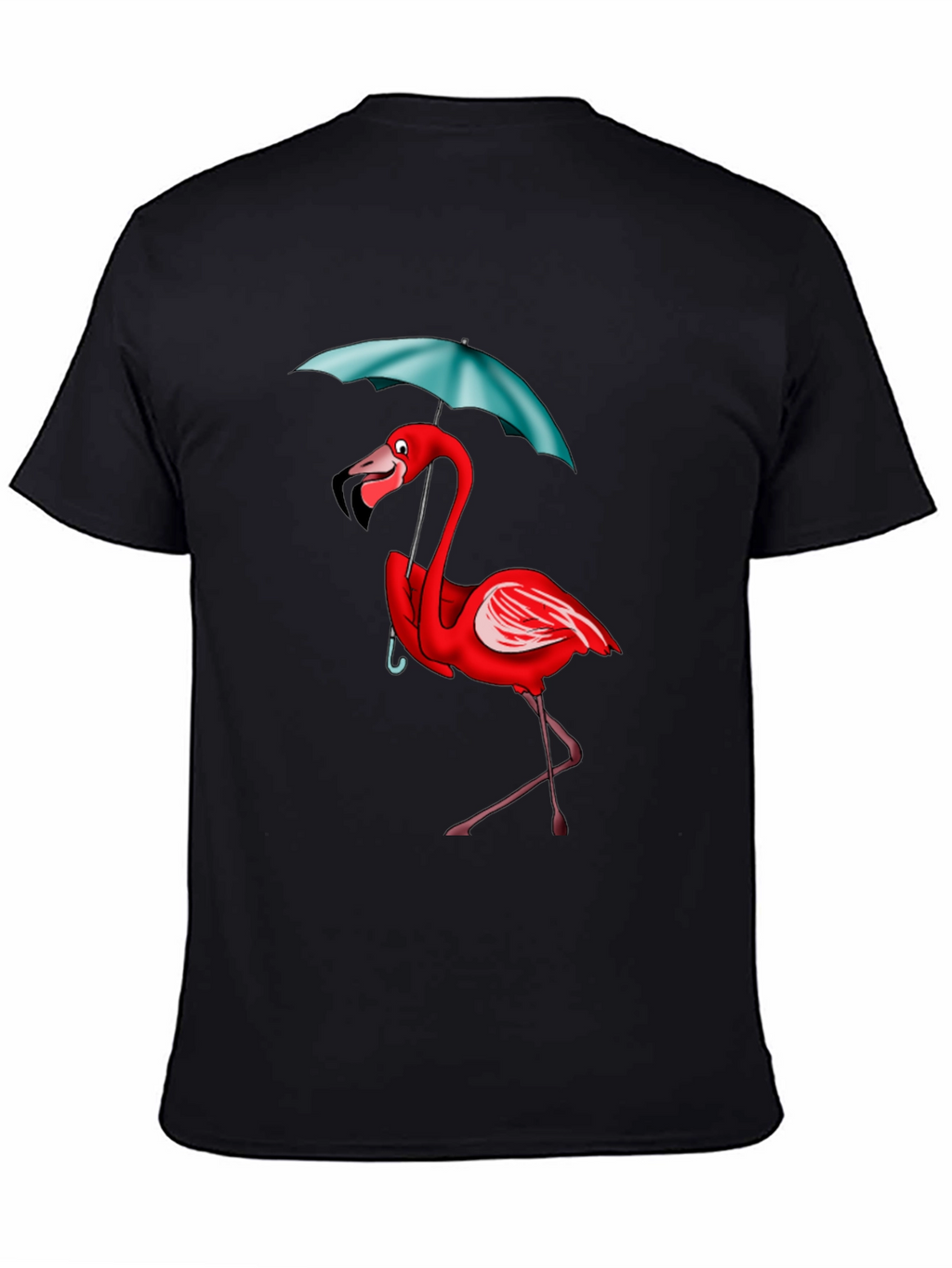 Flamingo Umbrella T-Shirt - Black