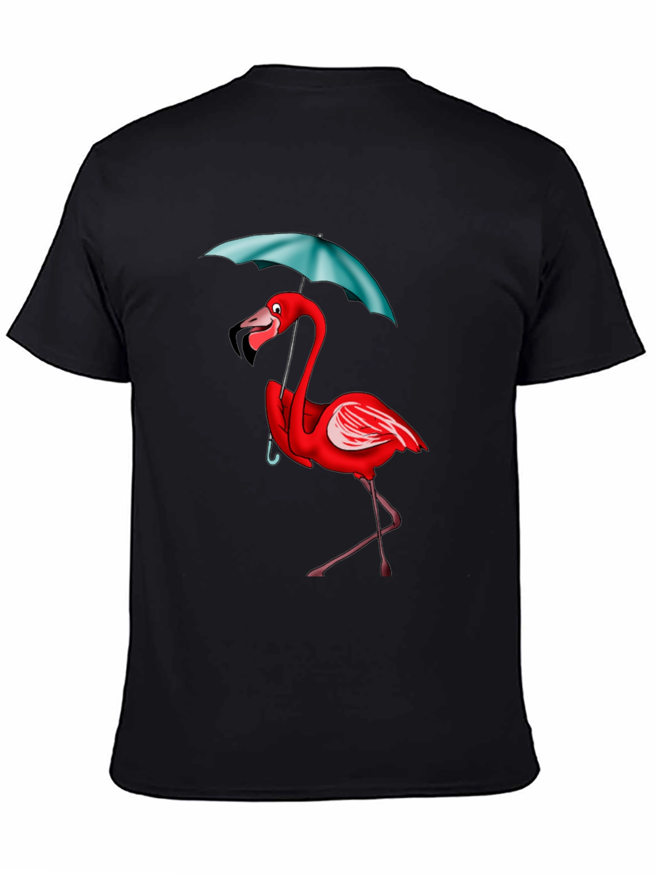 Flamingo Umbrella T-Shirt - Black