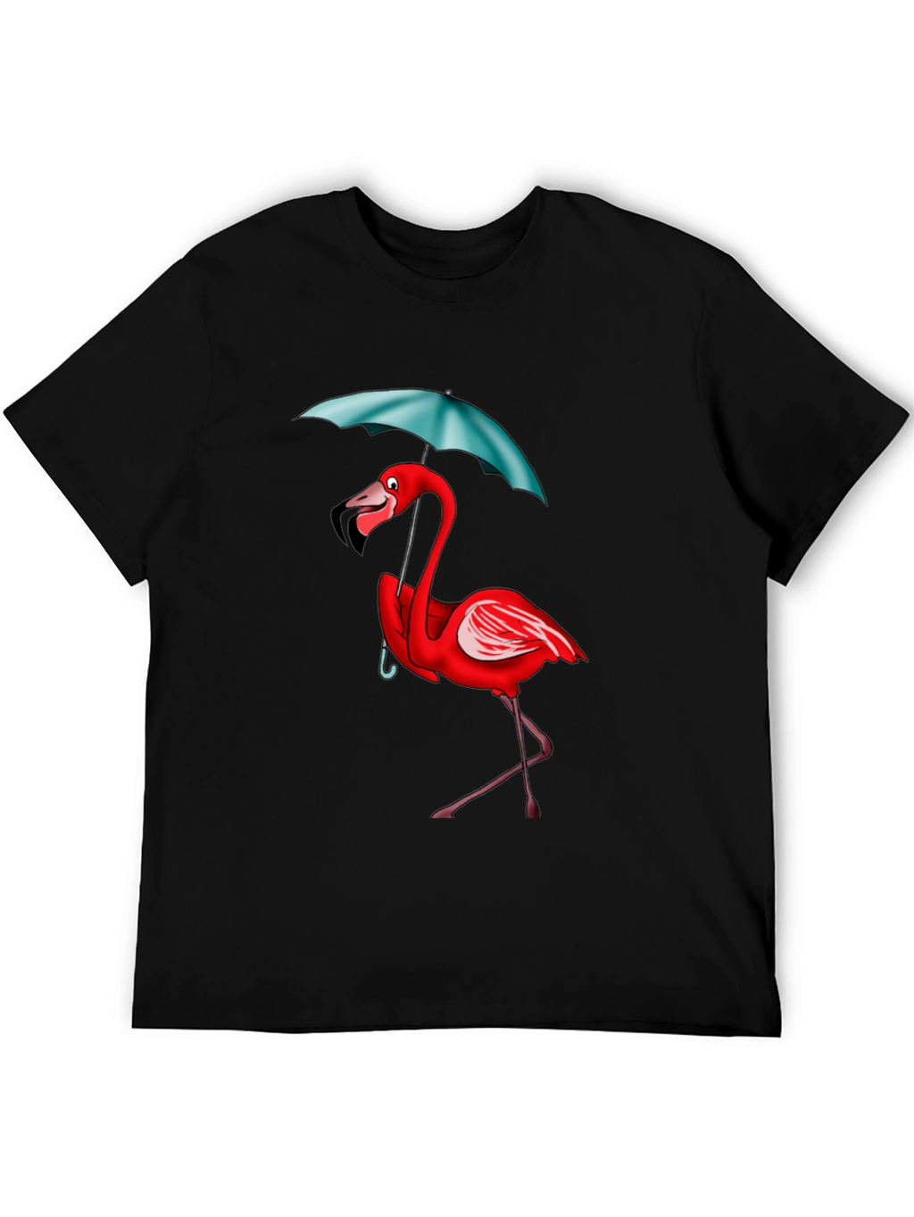 Flamingo Umbrella T-Shirt - Black