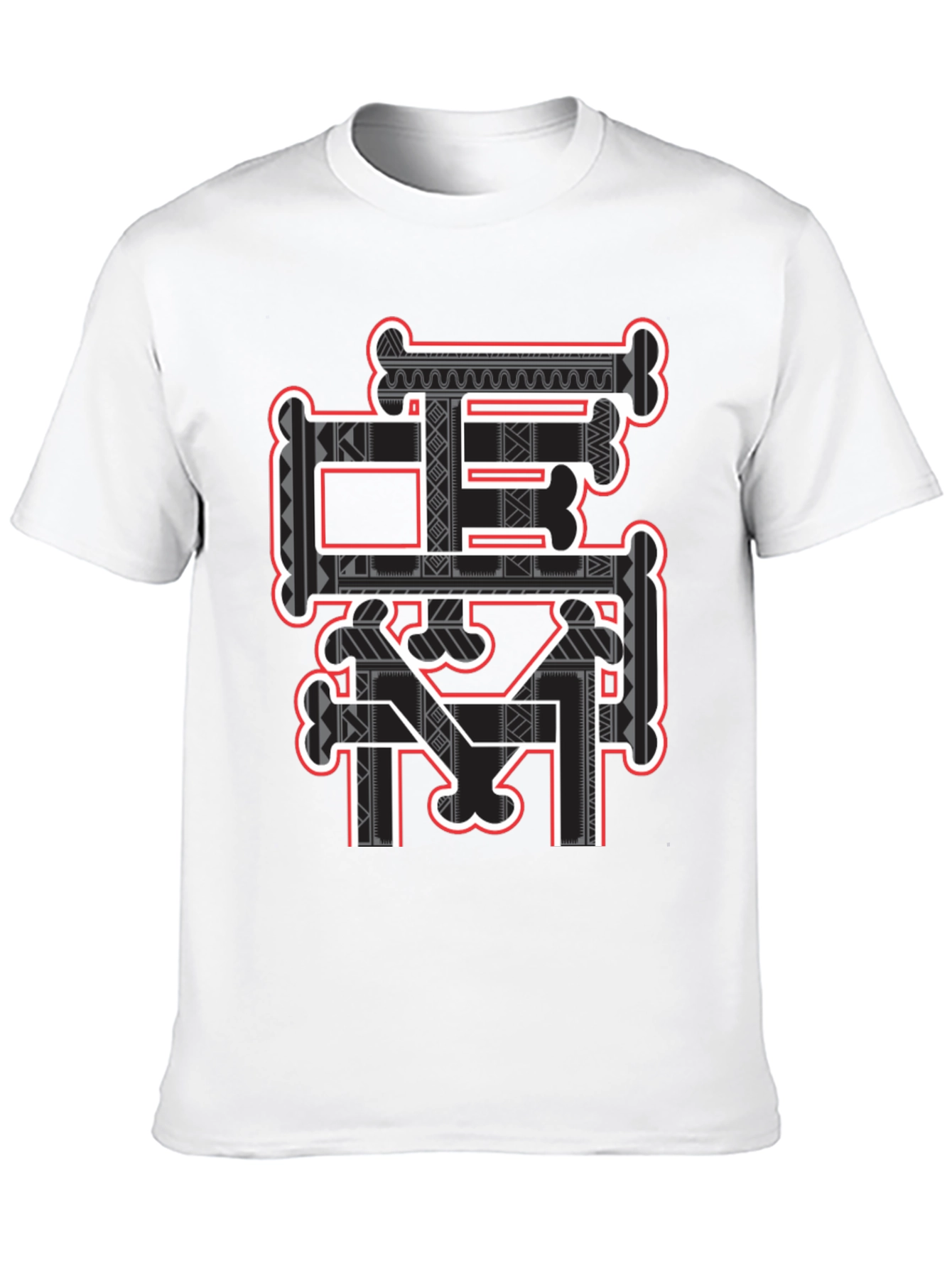 Tribal Bone Design Black T-Shirt