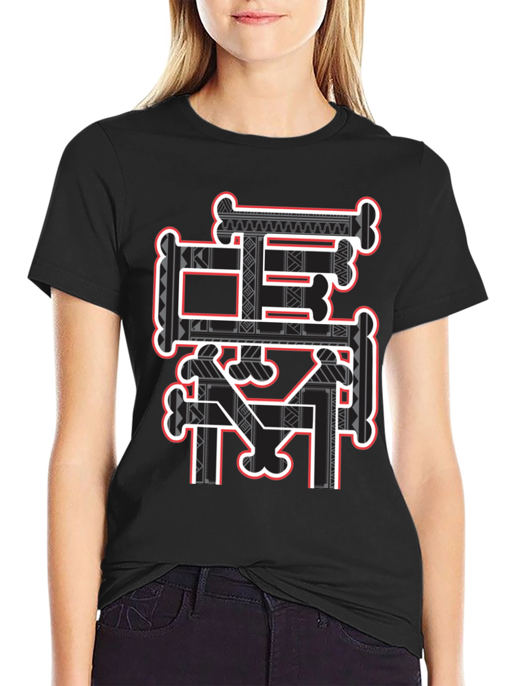 Tribal Bone Design Black T-Shirt