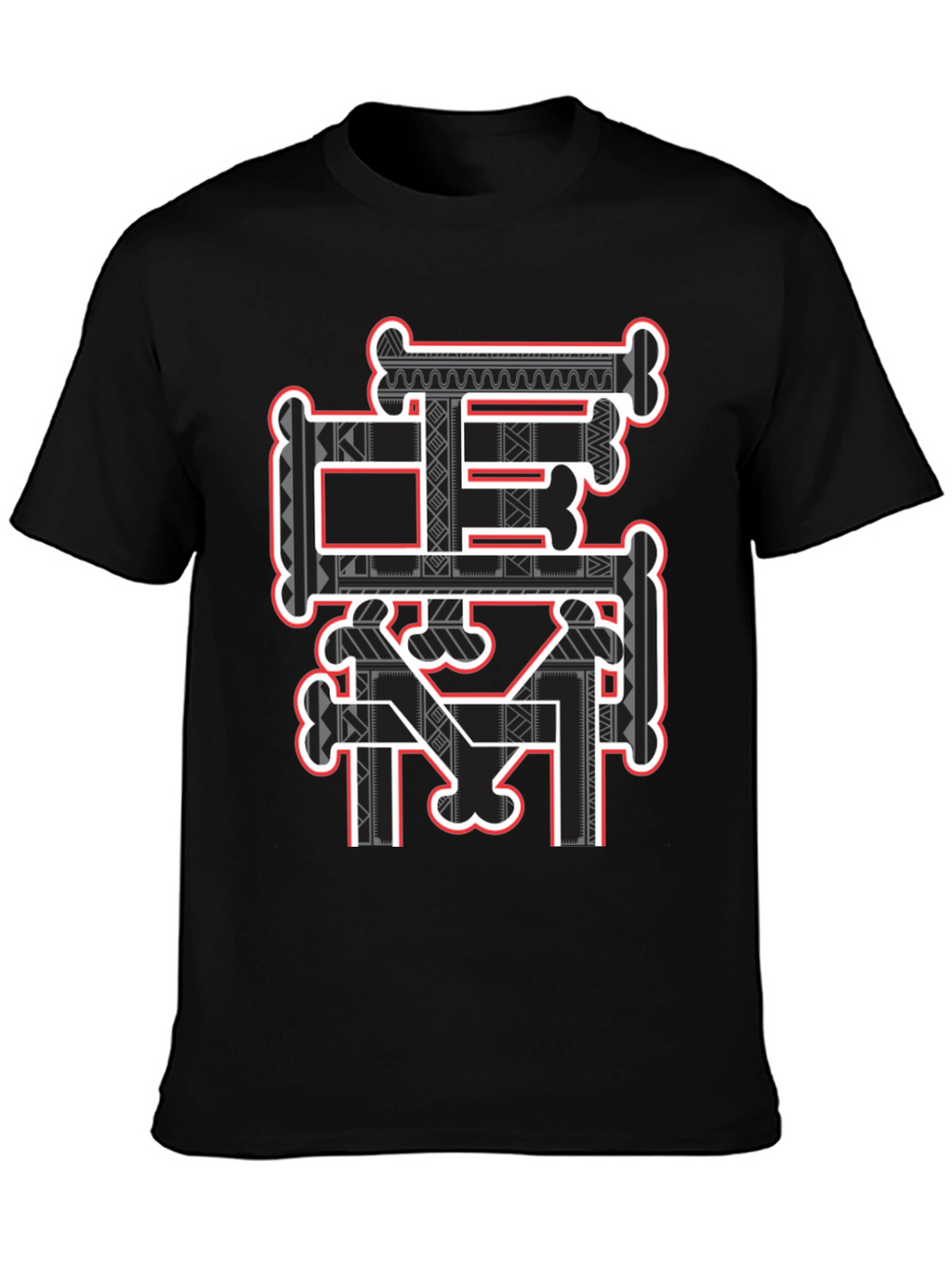 Tribal Bone Design Black T-Shirt