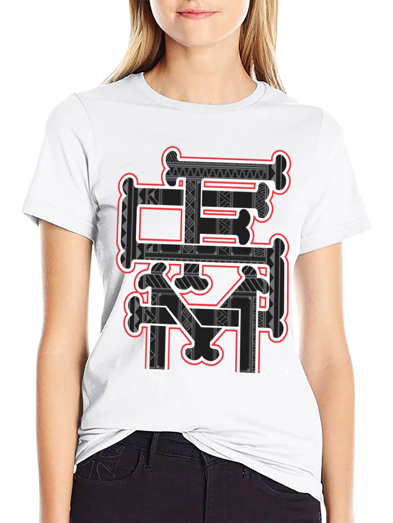 Tribal Bone Design Black T-Shirt