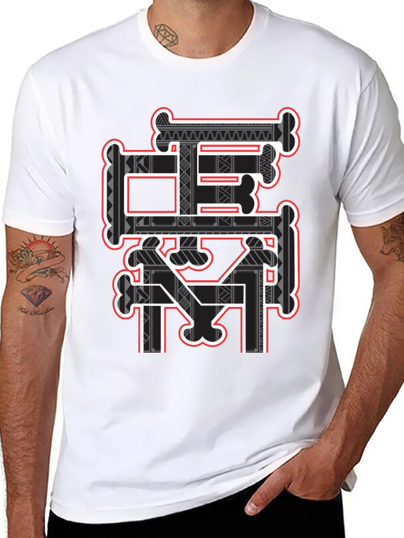 Tribal Bone Design Black T-Shirt