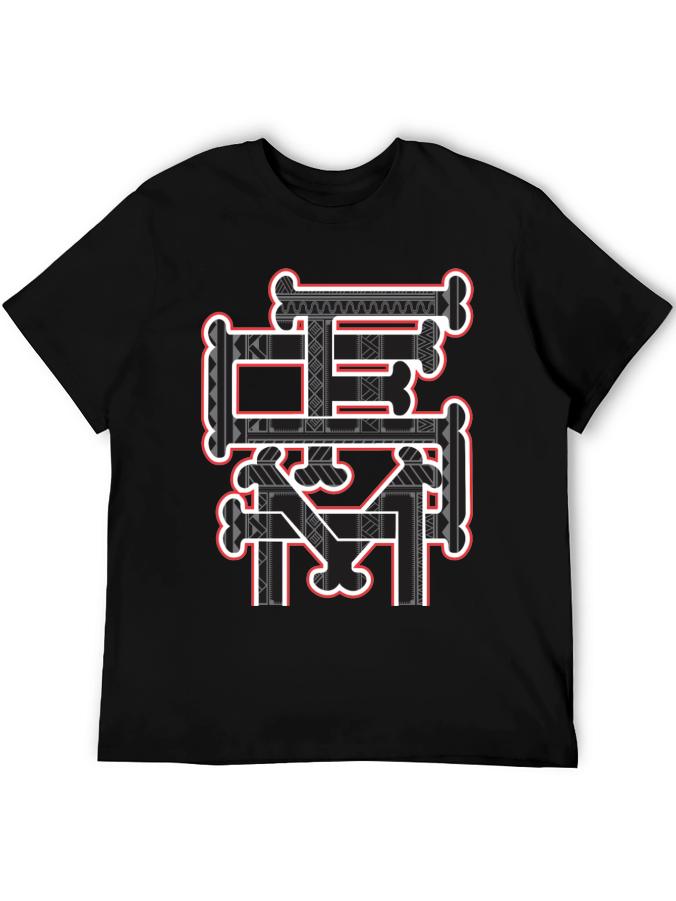 Tribal Bone Design Black T-Shirt