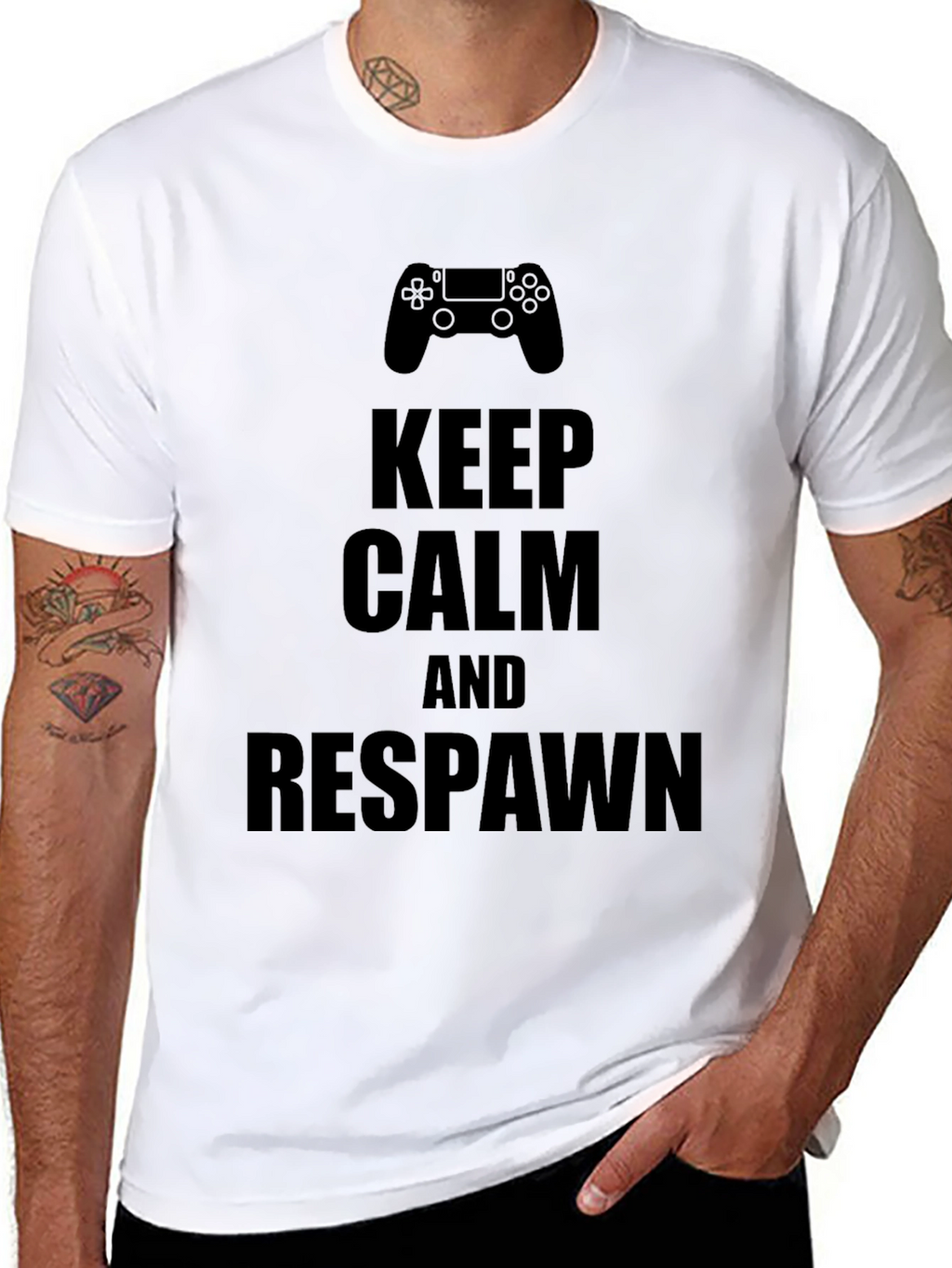 Keep Calm & Respawn Black Gaming T-Shirt