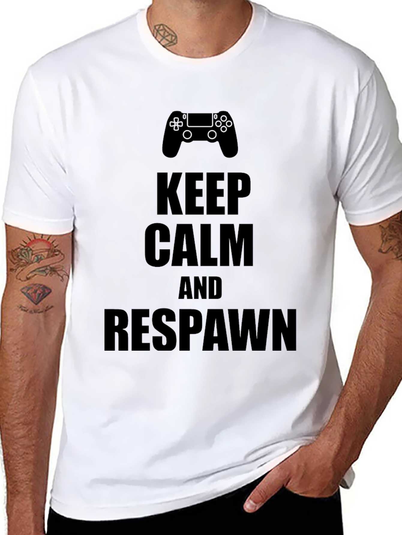 Keep Calm & Respawn Black Gaming T-Shirt