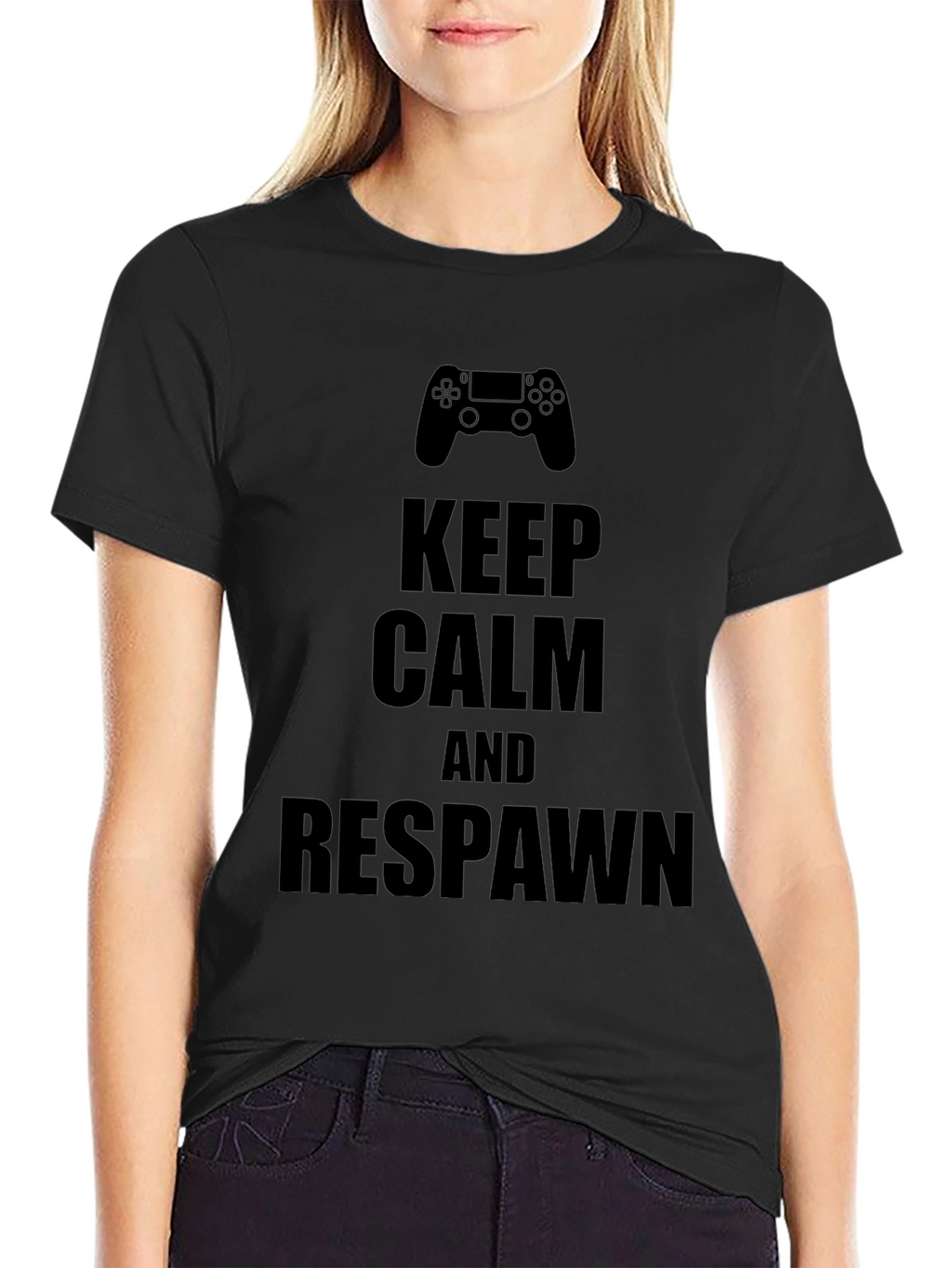 Keep Calm & Respawn Black Gaming T-Shirt