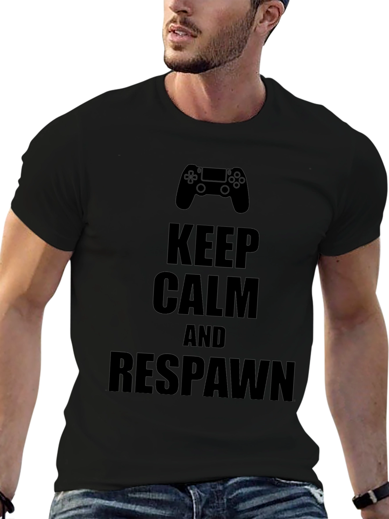 Keep Calm & Respawn Black Gaming T-Shirt