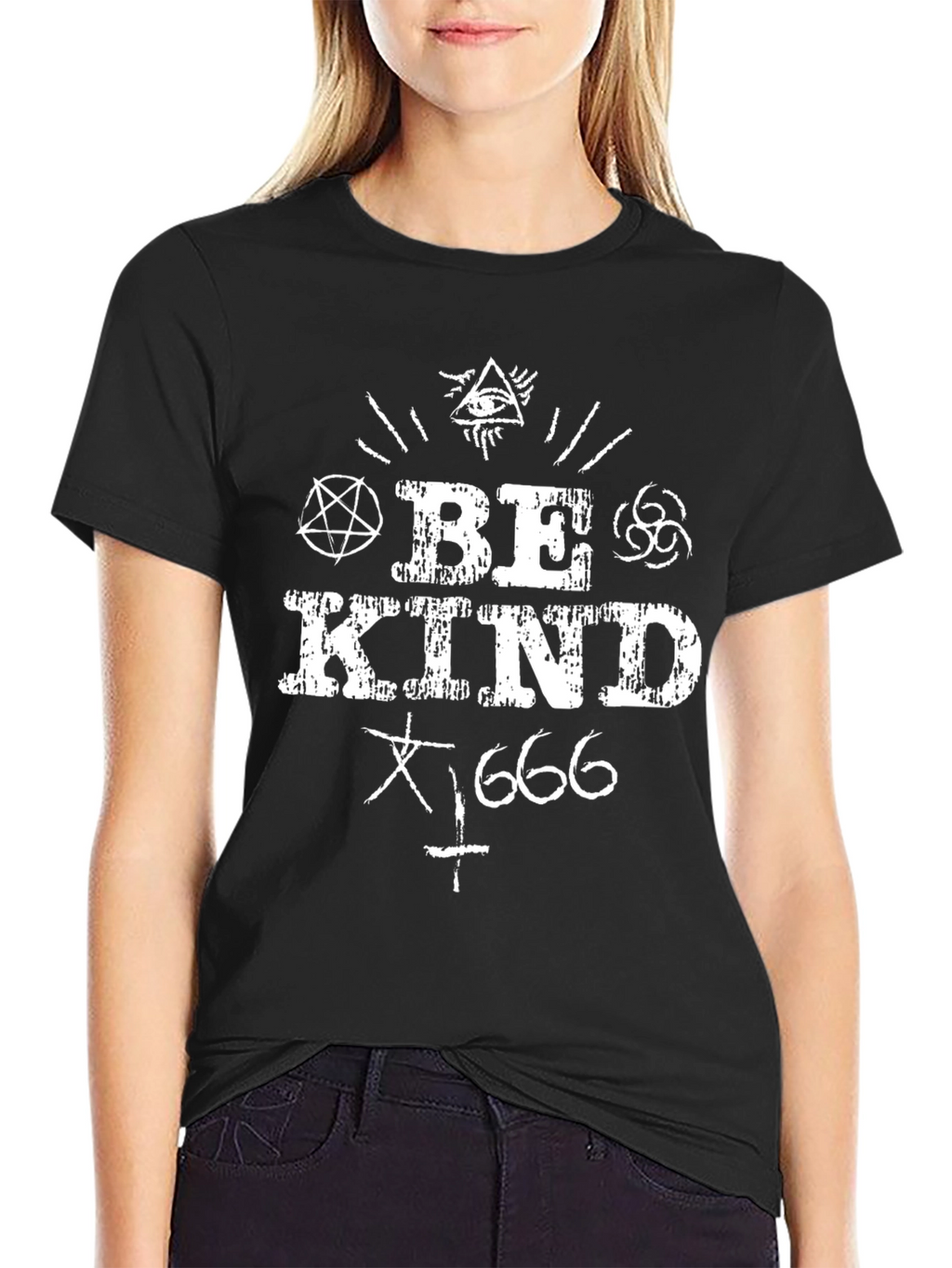 Be Kind 666 Graphic Print Tee - Black