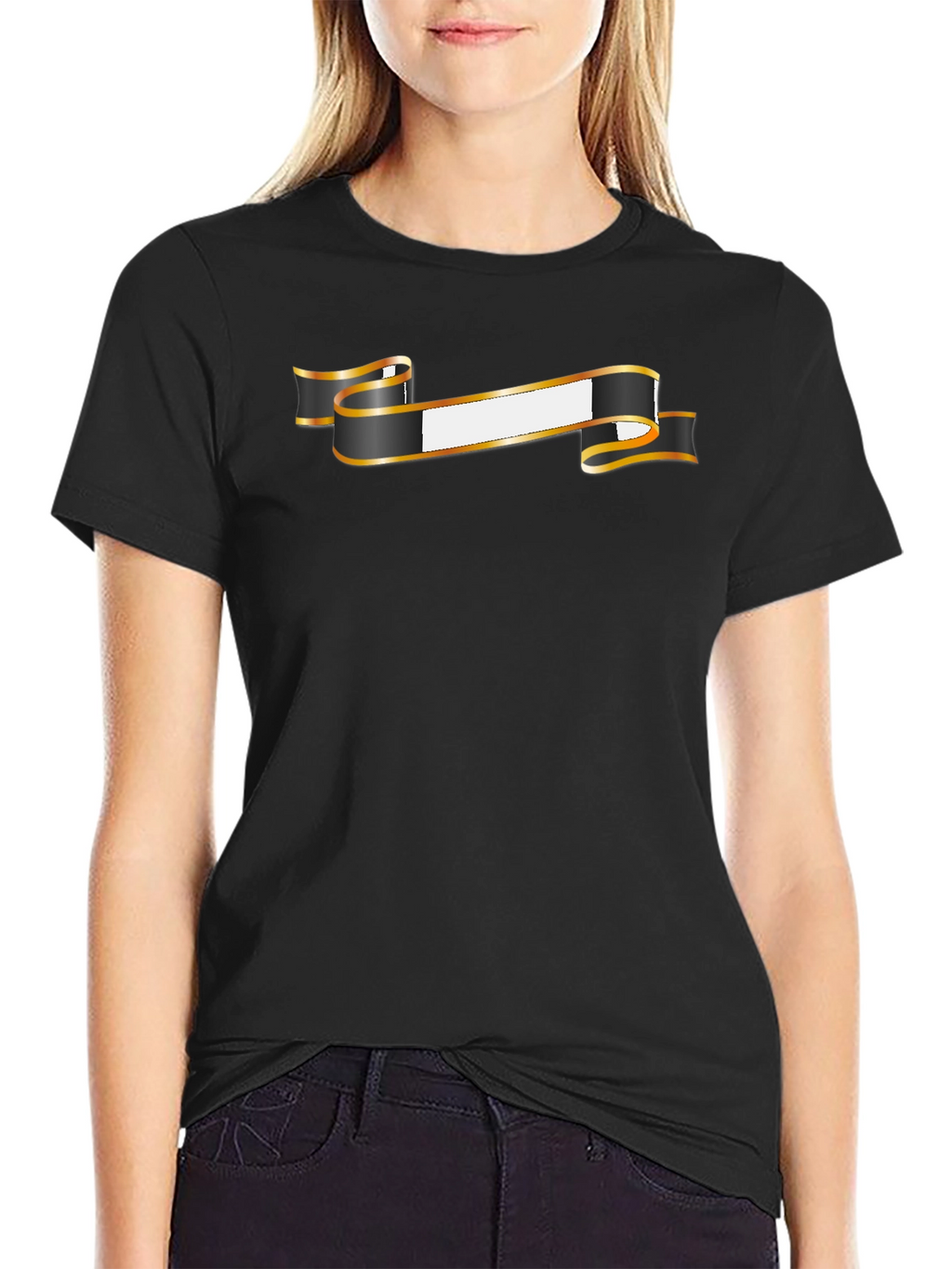 Stylish Black Tee with Customizable Banner Design