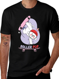 Roller Pup Graphic T-Shirt - Skateboarding Dog Tee