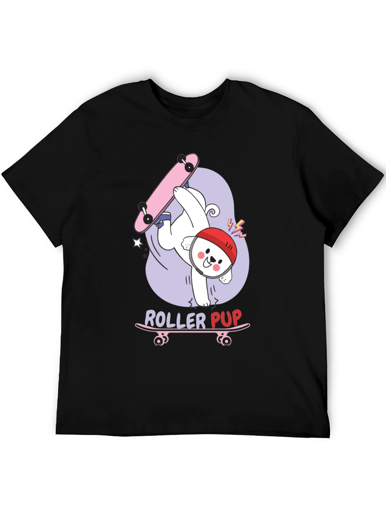 Roller Pup Graphic T-Shirt - Skateboarding Dog Tee