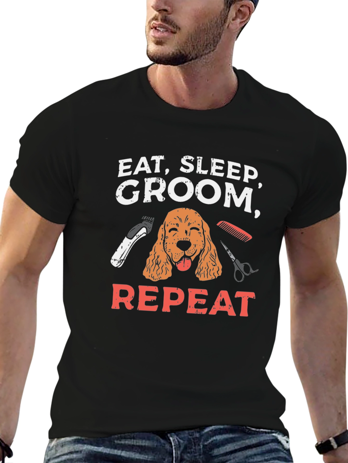 Eat Sleep Groom Repeat T-Shirt - Dog Groomer Tee