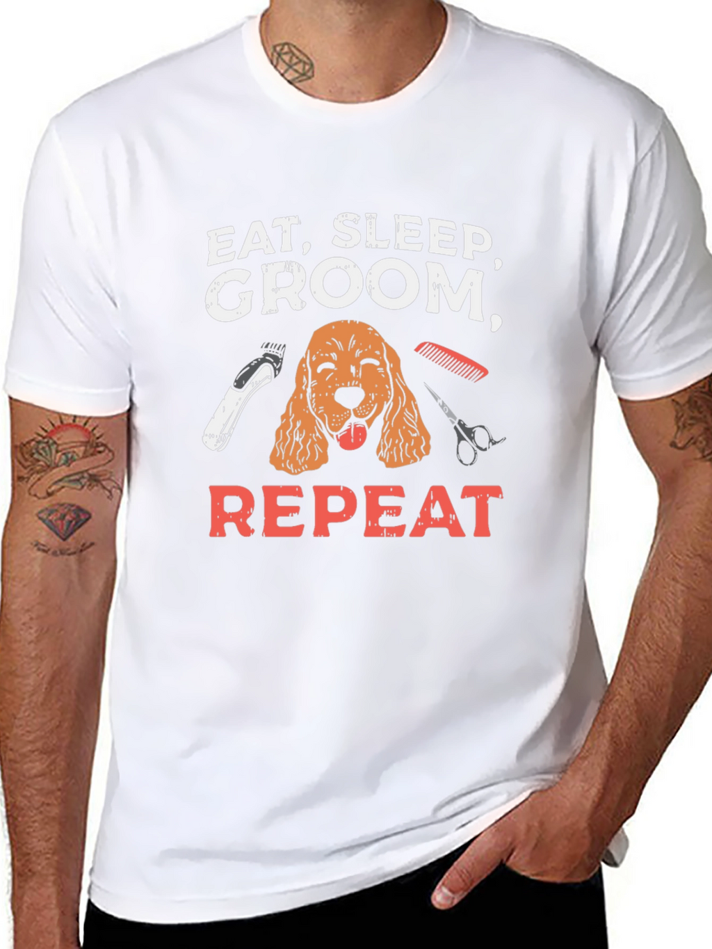 Eat Sleep Groom Repeat T-Shirt - Dog Groomer Tee