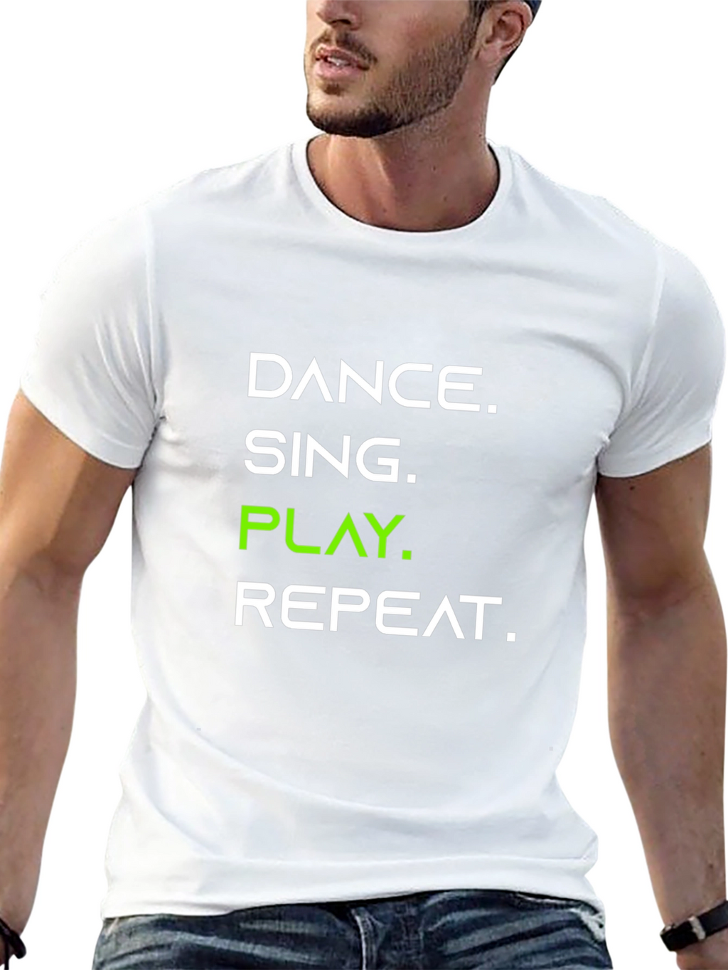 Dance Sing Play Repeat Black Graphic Tee