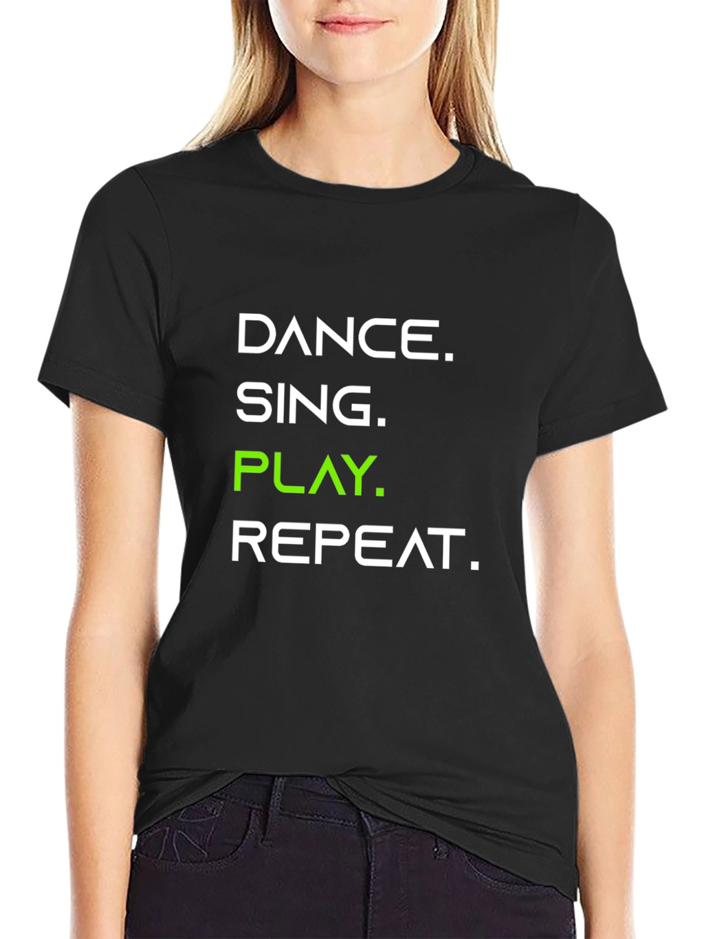 Dance Sing Play Repeat Black Graphic Tee
