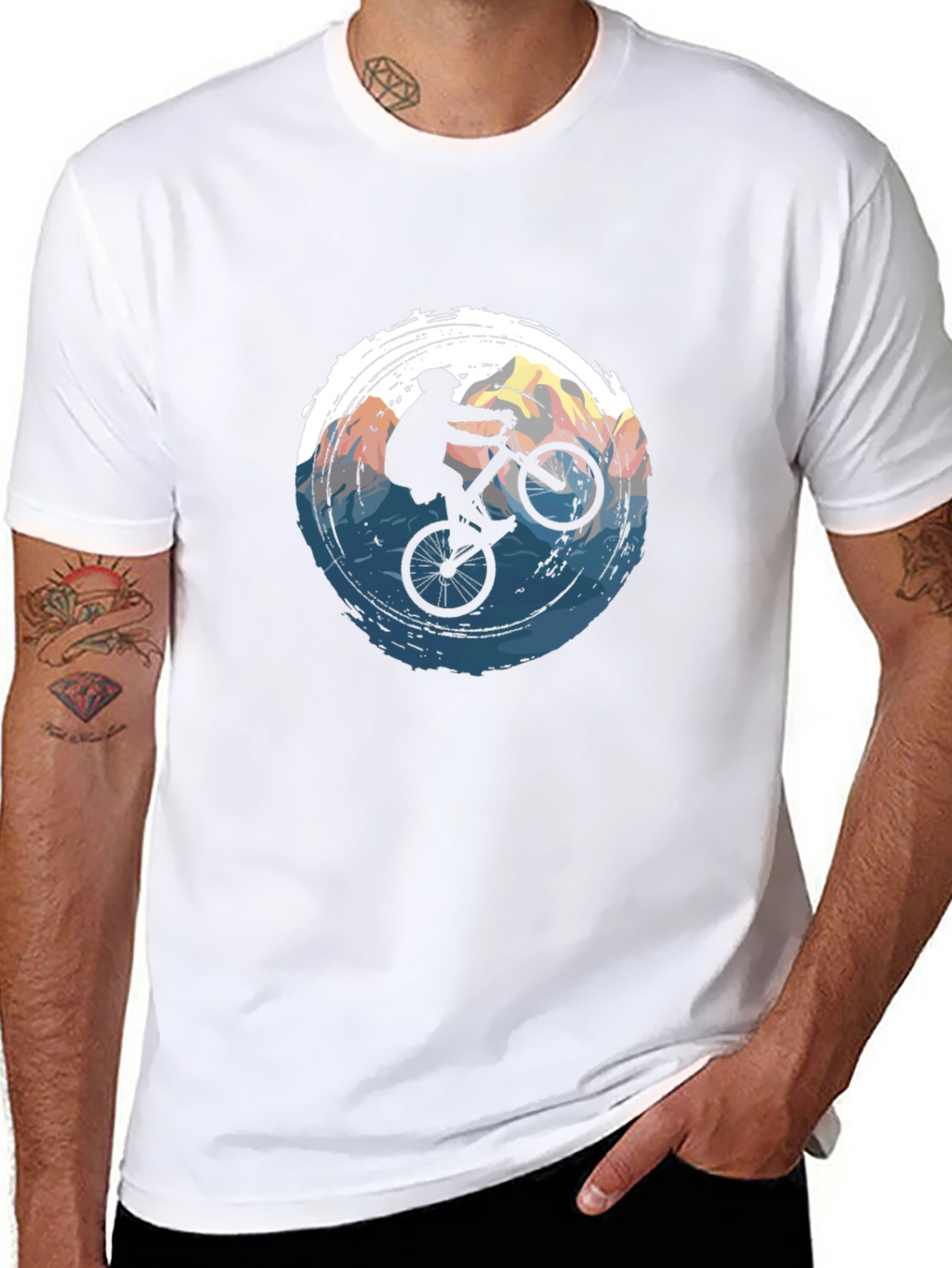 Mountain Biker Graphic Tee - Black Cotton T-Shirt