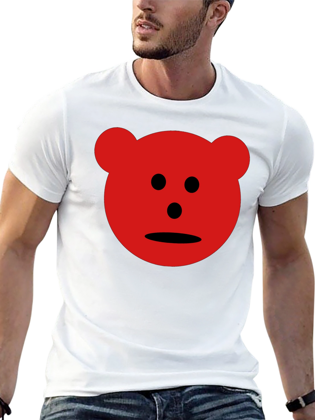 Red Bear Graphic Black T-Shirt