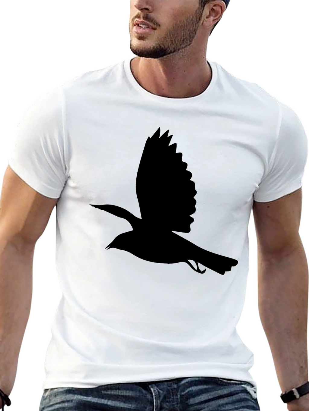 Black Bird Silhouette Tee - Classic Mens T-Shirt