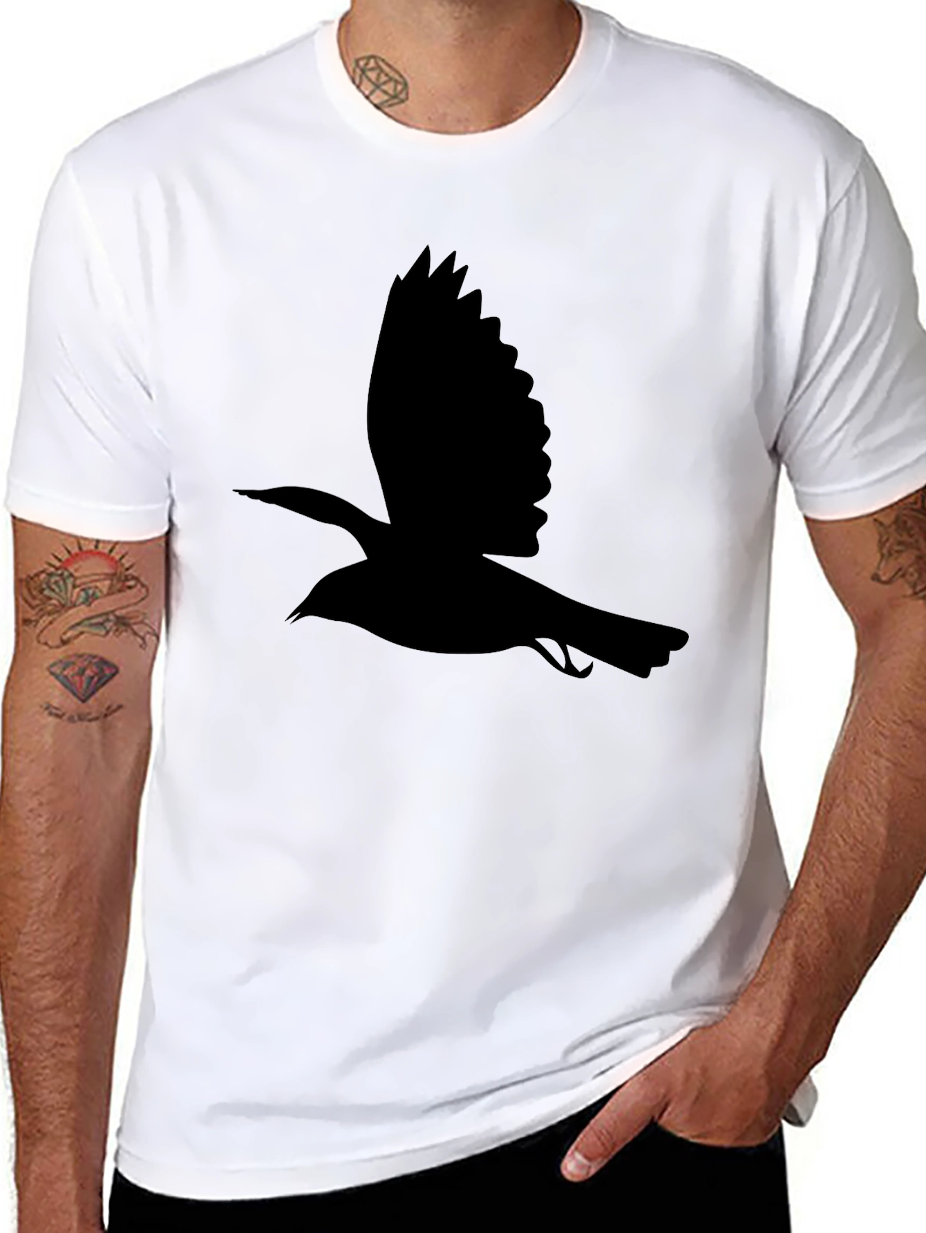 Black Bird Silhouette Tee - Classic Mens T-Shirt