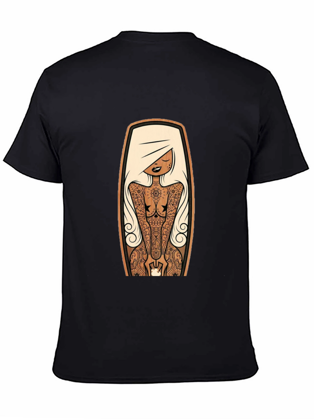 Tattooed Lady Graphic Tee - Black Crew Neck