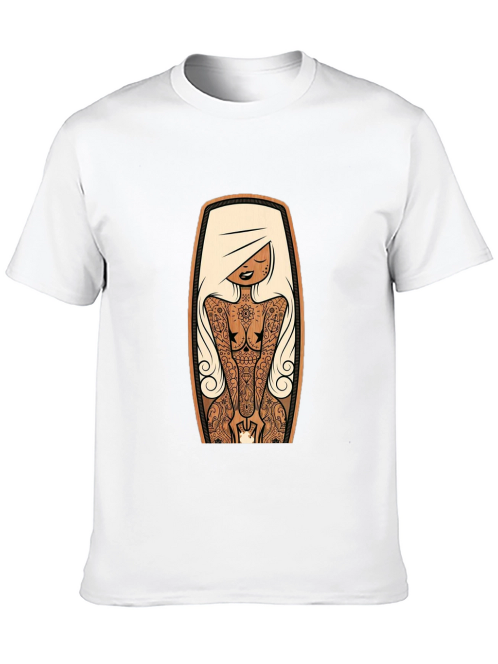 Tattooed Lady Graphic Tee - Black Crew Neck