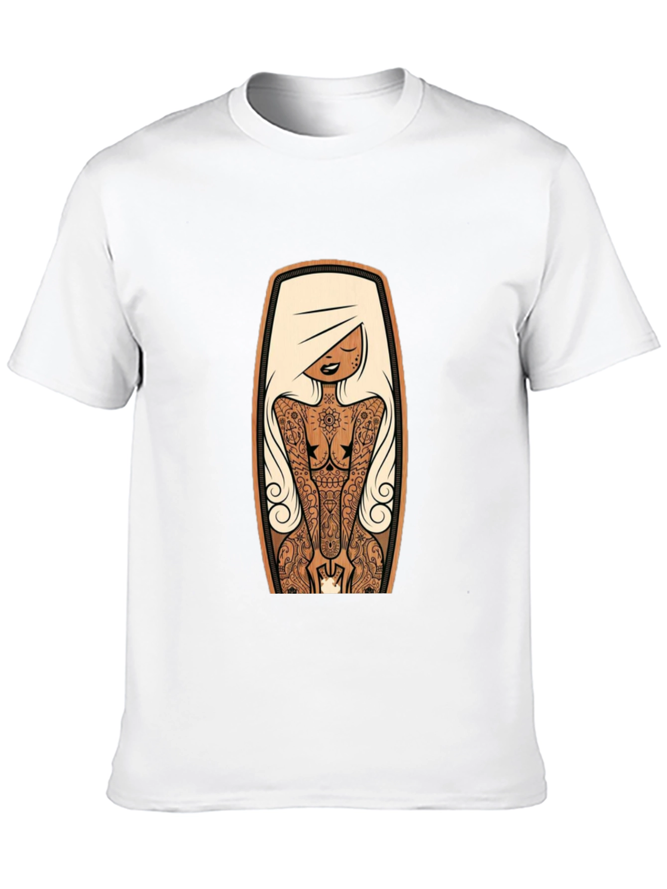 Tattooed Lady Graphic Tee - Black Crew Neck